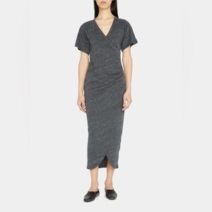 NWT IRO Lemica Heather Gray Wrap Midi Dress Size Large